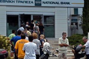ATM line in Greece